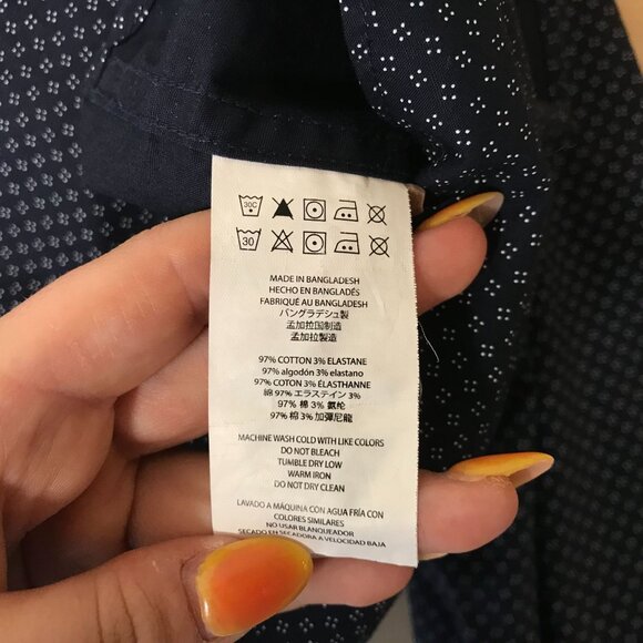 MICHAEL KORS - MEN'S XL- NAVY LONG SLEEVE BUTTON UP COLLARED COTTON BLEND SHIRT - Picture 5 of 5